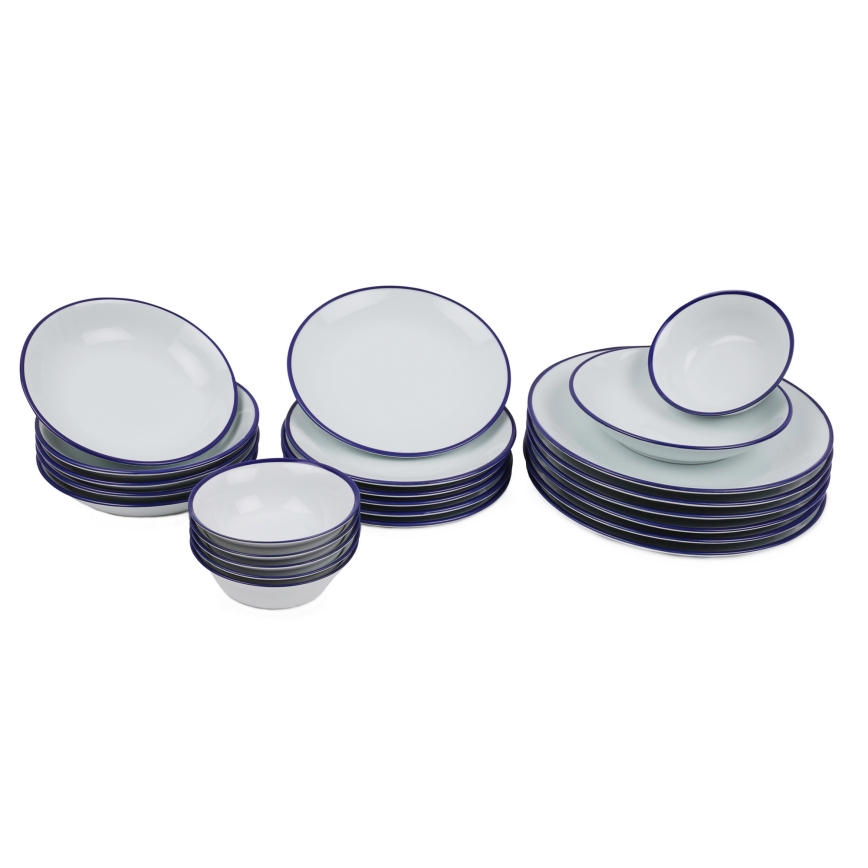Juego de vajilla de 24 piezas blanco/azul/porcelana