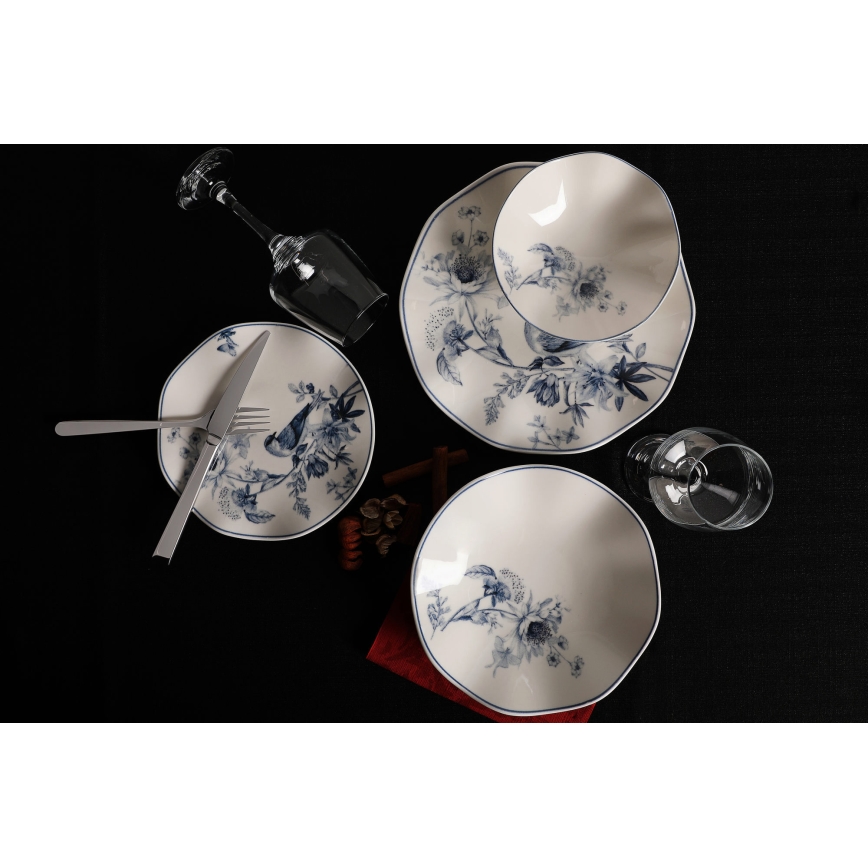 Juego de vajilla de 24 piezas blanco/azul/porcelana