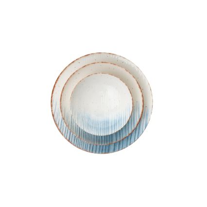 Juego de vajilla de 24 piezas, blanco/azul, porcelana