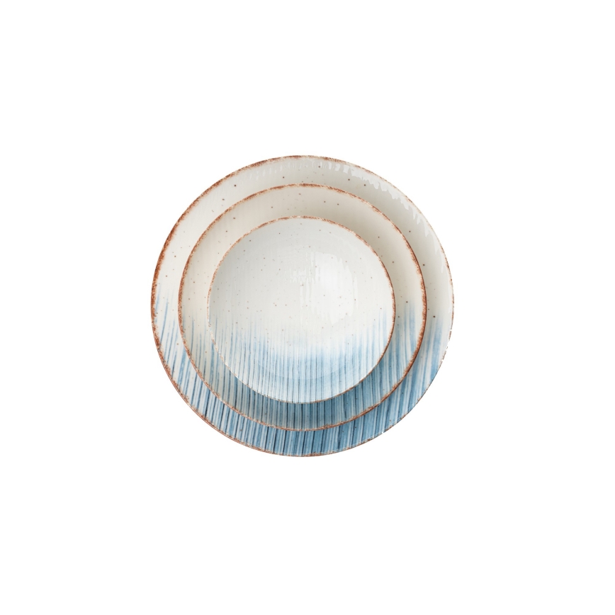 Juego de vajilla de 24 piezas, blanco/azul, porcelana