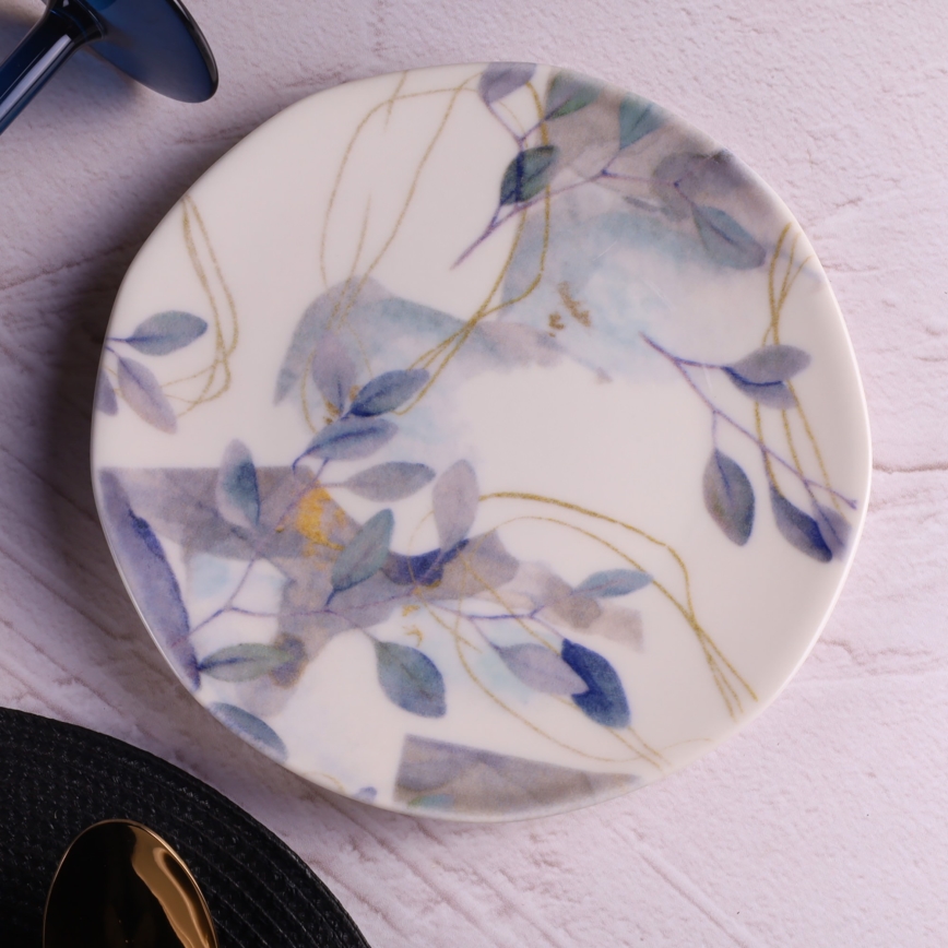 Juego de vajilla de 24 piezas, blanco/azul, porcelana