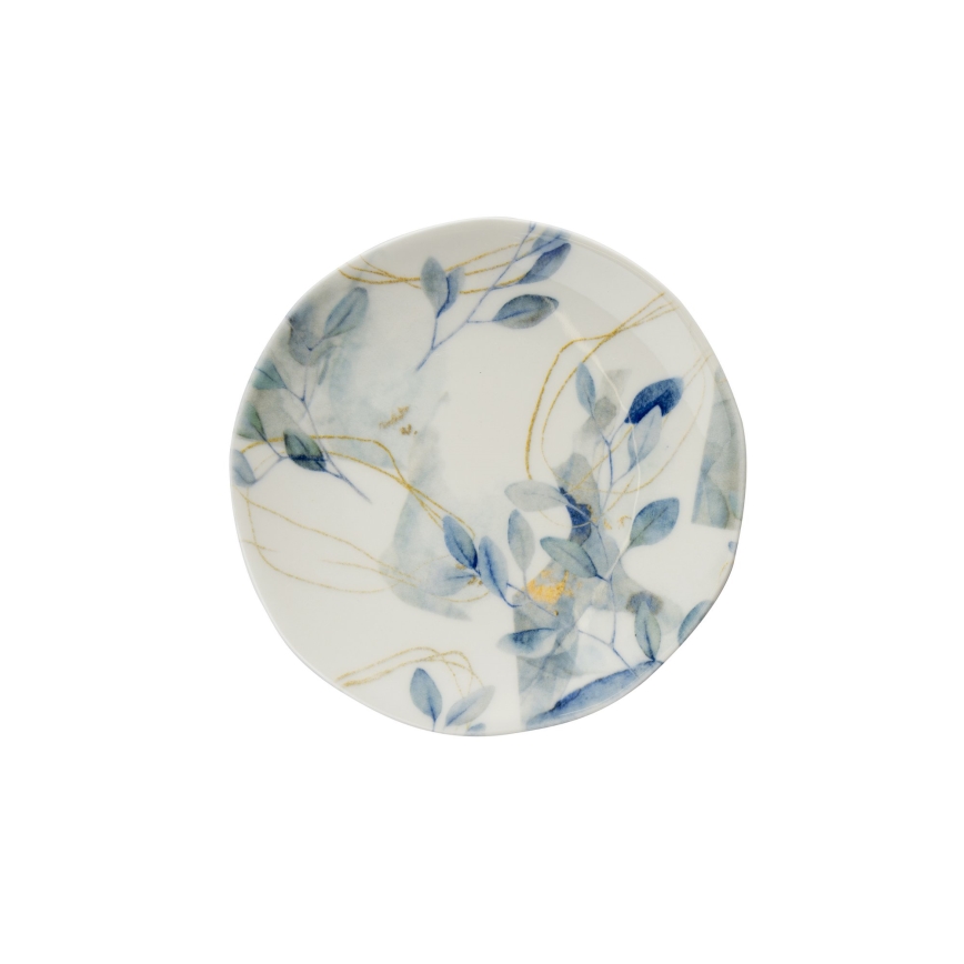 Juego de vajilla de 24 piezas, blanco/azul, porcelana