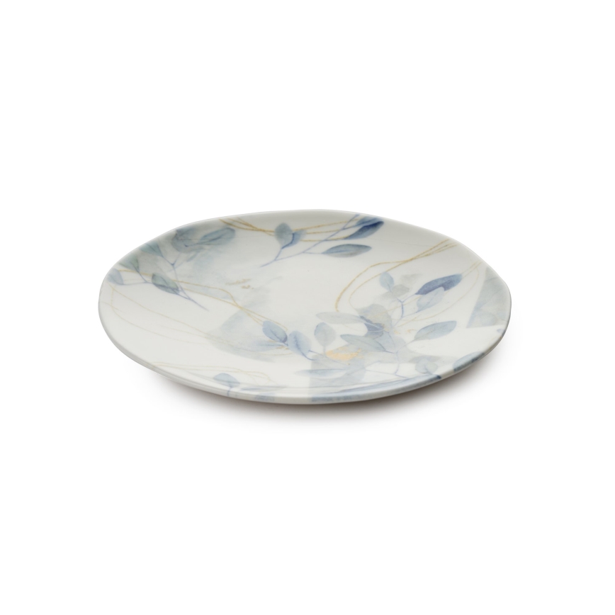 Juego de vajilla de 24 piezas, blanco/azul, porcelana