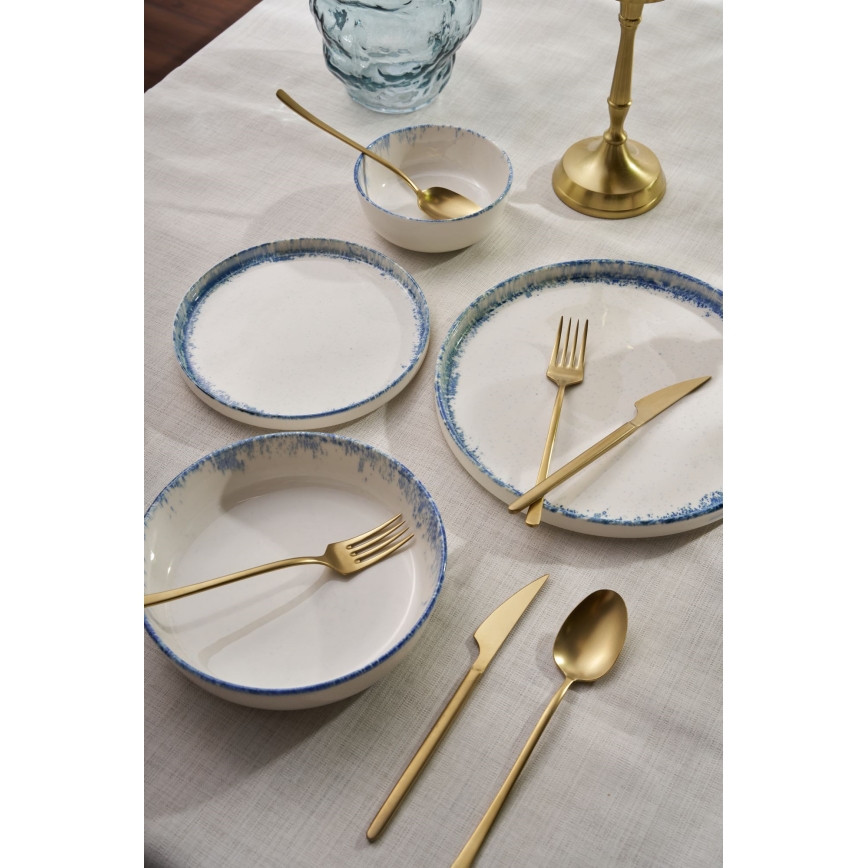 Juego de vajilla de 24 piezas blanco/azul/porcelana