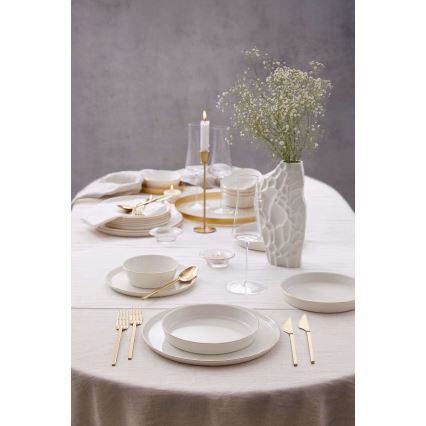 Juego de vajilla de 24 piezas blanco/dorado/porcelana
