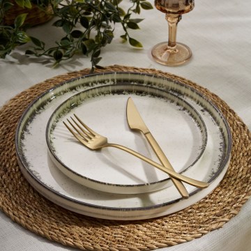 Juego de vajilla de 24 piezas blanco/marrón/porcelana