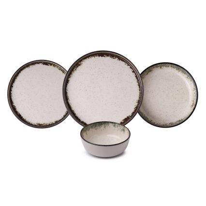 Juego de vajilla de 24 piezas blanco/marrón/porcelana