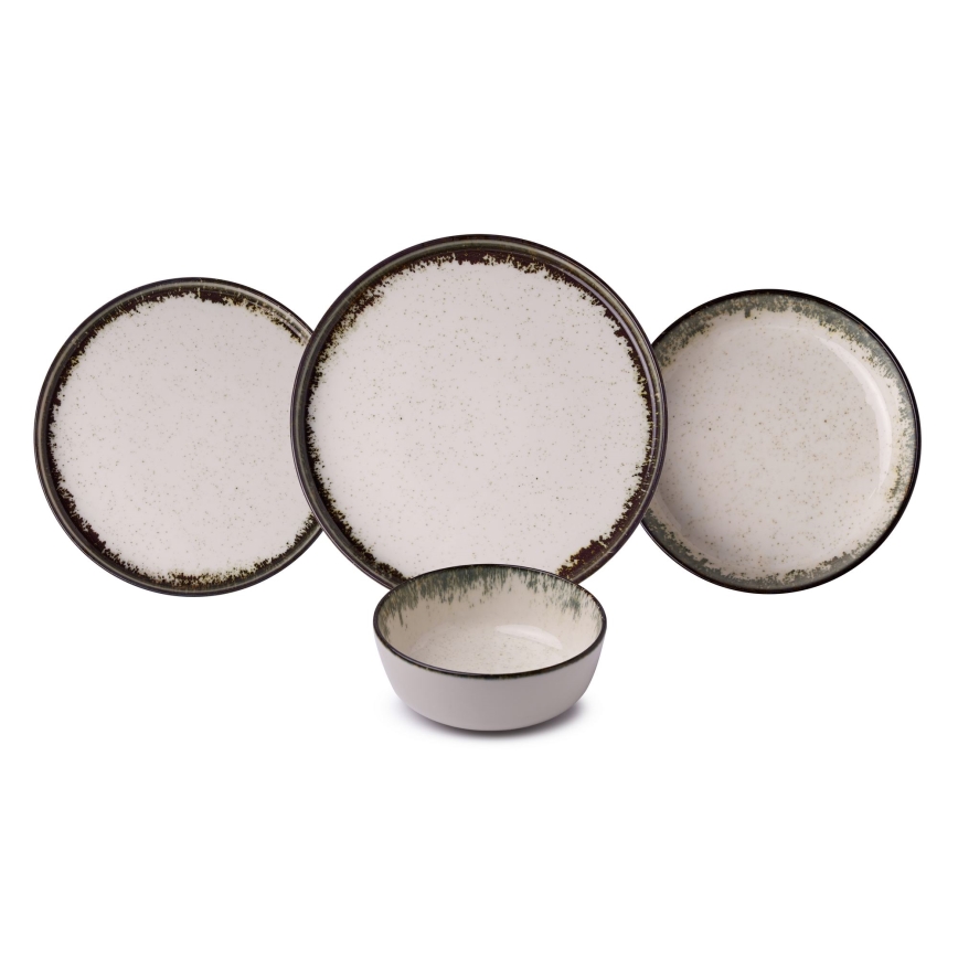 Juego de vajilla de 24 piezas blanco/marrón/porcelana