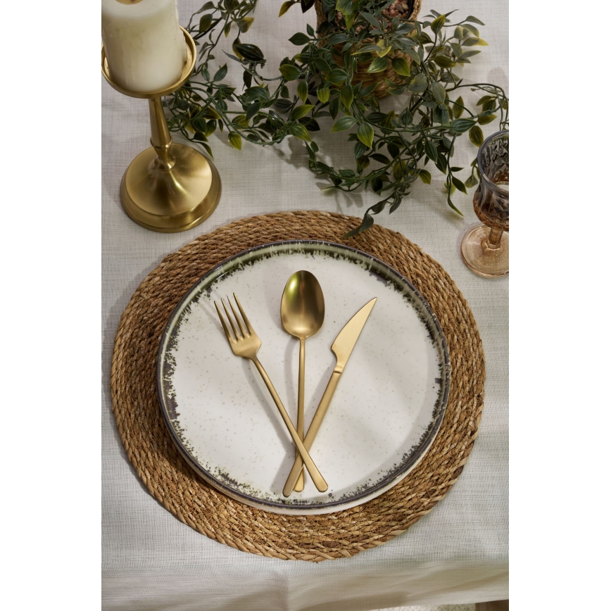 Juego de vajilla de 24 piezas blanco/marrón/porcelana