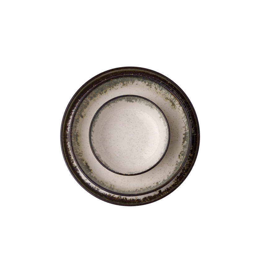 Juego de vajilla de 24 piezas blanco/marrón/porcelana