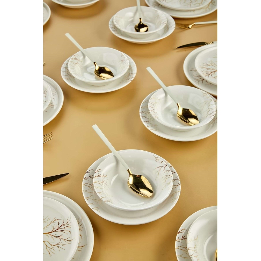 Juego de vajilla de 24 piezas blanco/naranja/cerámica