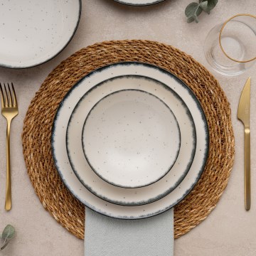 Juego de vajilla de 24 piezas blanco/negro/porcelana