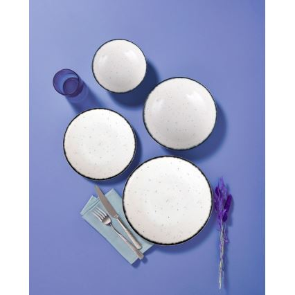 Juego de vajilla de 24 piezas blanco/negro/porcelana