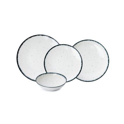 Juego de vajilla de 24 piezas blanco/negro/porcelana