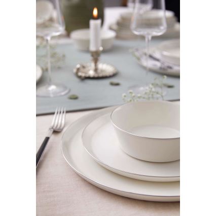 Juego de vajilla de 24 piezas blanco/plateado/porcelana