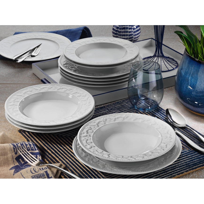 Juego de vajilla de 24 piezas, blanco/porcelana