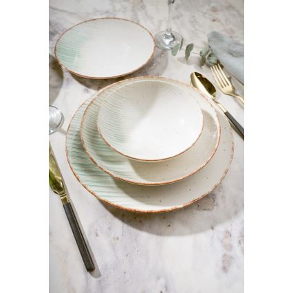 Juego de vajilla de 24 piezas blanco/verde/porcelana