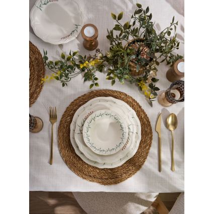 Juego de vajilla de 24 piezas blanco/verde/porcelana