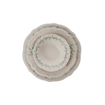 Juego de vajilla de 24 piezas blanco/verde/porcelana