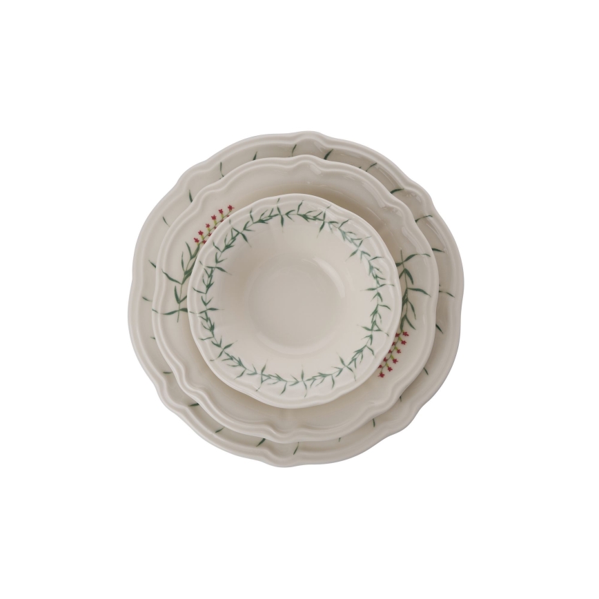 Juego de vajilla de 24 piezas blanco/verde/porcelana