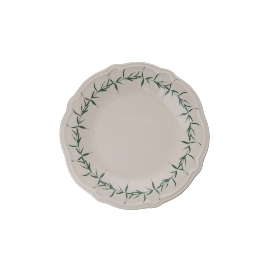 Juego de vajilla de 24 piezas blanco/verde/porcelana