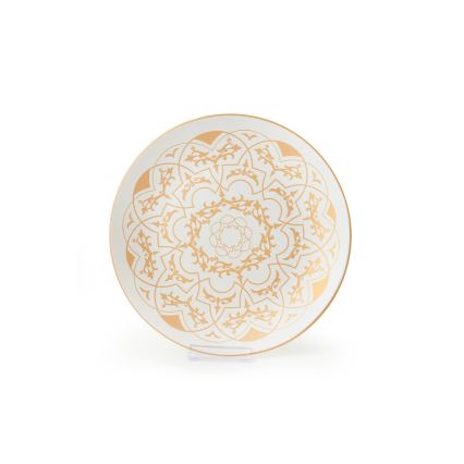 Juego de vajilla de 24 piezas, cerámica, blanco/dorado