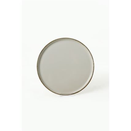 Juego de vajilla de 24 piezas en cerámica, color crema y marrón