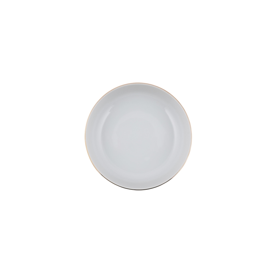 Juego de vajilla de 24 piezas en porcelana blanca con detalles dorados