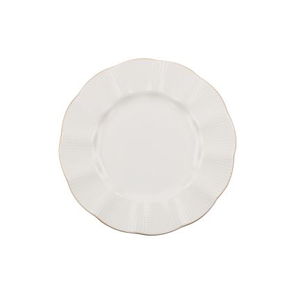 Juego de vajilla de 24 piezas en porcelana blanca con detalles dorados