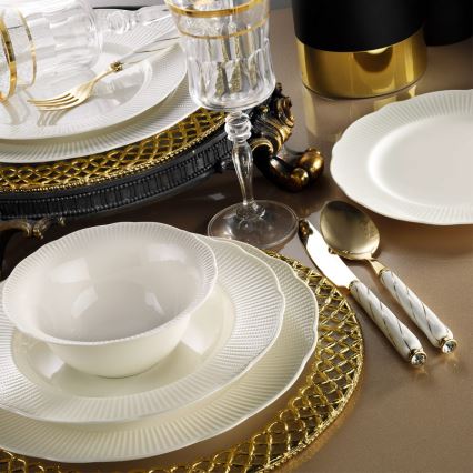 Juego de vajilla de 24 piezas en porcelana blanca