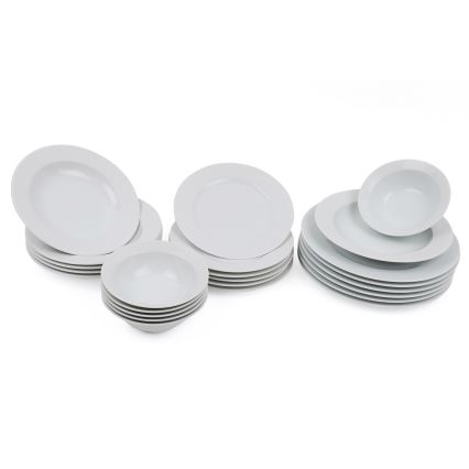 Juego de vajilla de 24 piezas en porcelana blanca