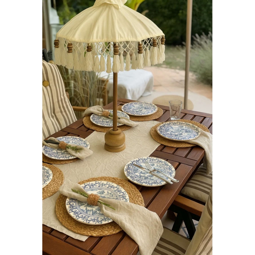 Juego de vajilla de 24 piezas en porcelana blanca y azul