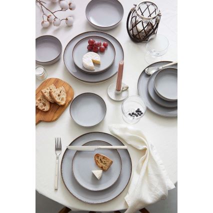 Juego de vajilla de 24 piezas gris/porcelana