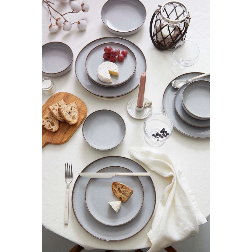 Juego de vajilla de 24 piezas gris/porcelana