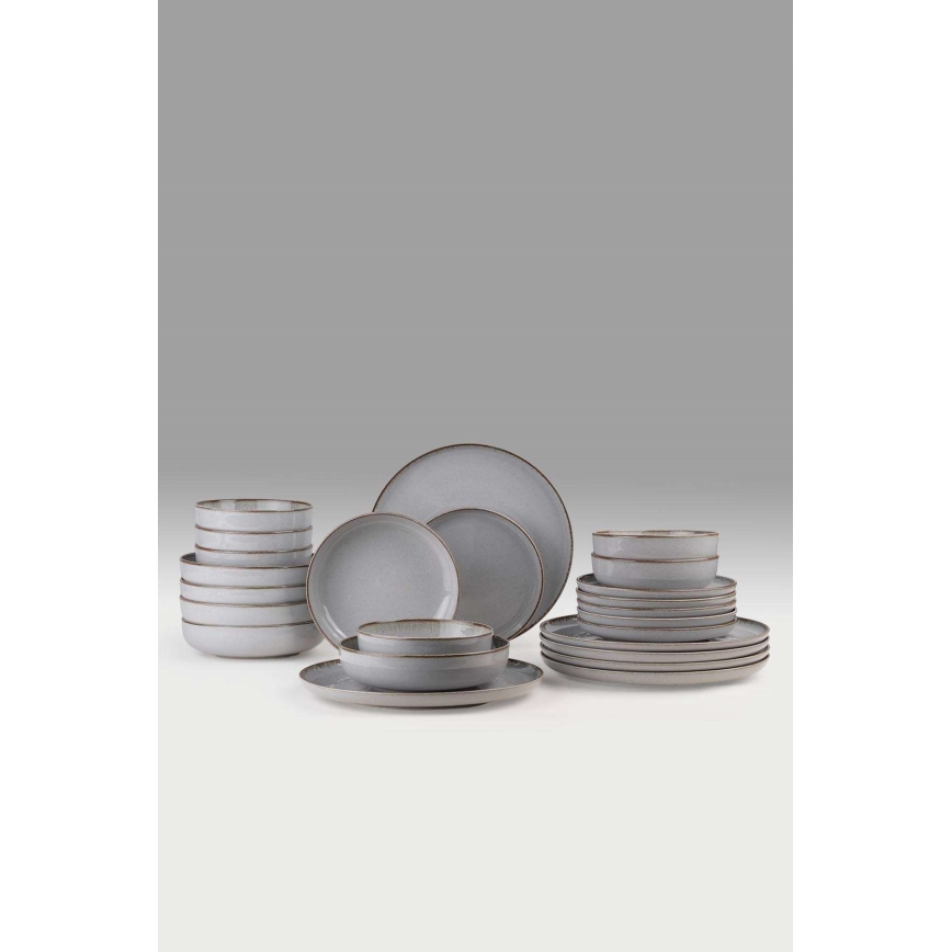 Juego de vajilla de 24 piezas gris/porcelana