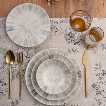 Juego de vajilla de 24 piezas gris/porcelana