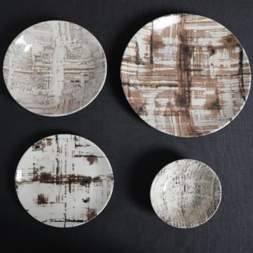 Juego de vajilla de 24 piezas marrón/blanco/porcelana