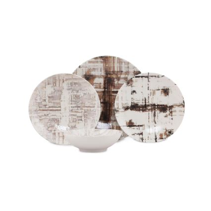 Juego de vajilla de 24 piezas marrón/blanco/porcelana