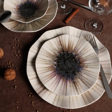 Juego de vajilla de 24 piezas marrón/porcelana