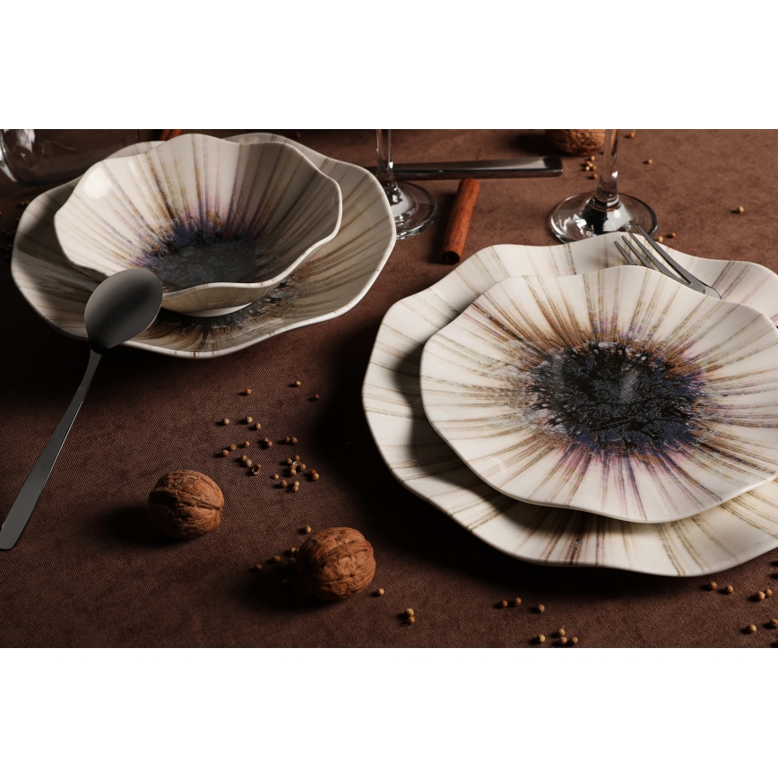 Juego de vajilla de 24 piezas marrón/porcelana