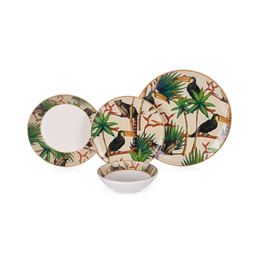 Juego de vajilla de 24 piezas, multicolor / cerámica