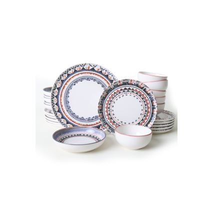 Juego de vajilla de 24 piezas, multicolor, en gres