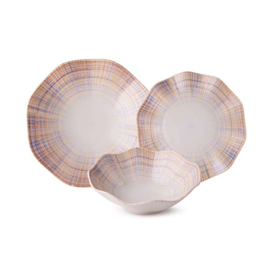 Juego de vajilla de 24 piezas naranja/azul/porcelana