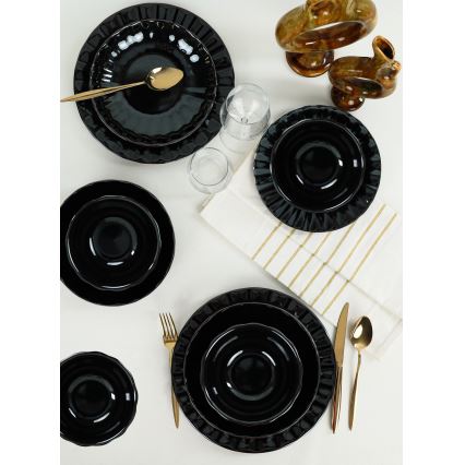 Juego de vajilla de 24 piezas, negro/gres