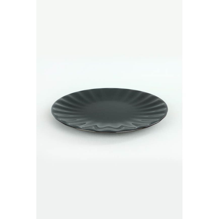 Juego de vajilla de 24 piezas, negro/gres