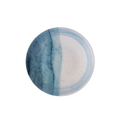 Juego de vajilla de 24 piezas, porcelana, azul/crema