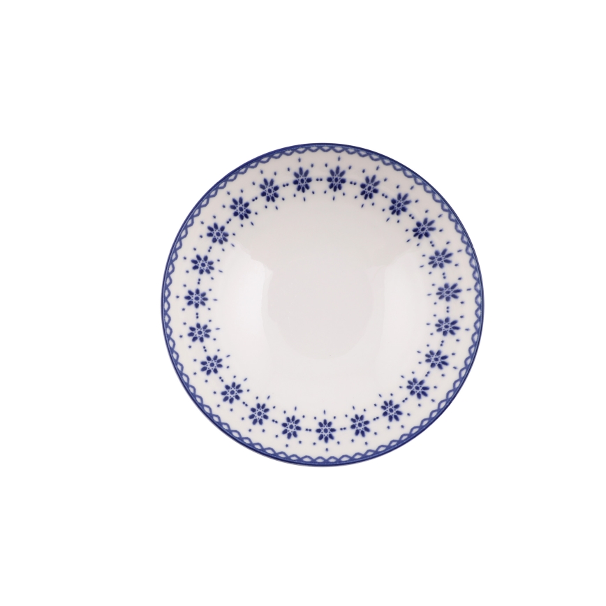 Juego de vajilla de 24 piezas, porcelana blanca/azul