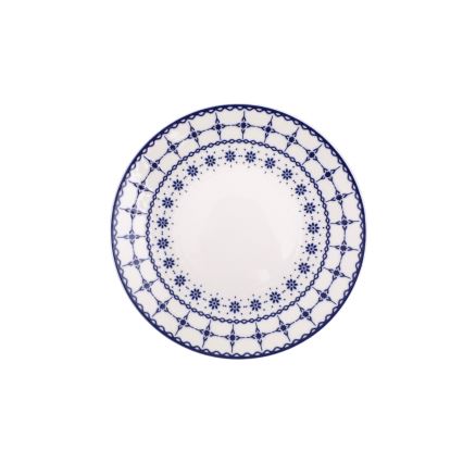 Juego de vajilla de 24 piezas, porcelana blanca/azul