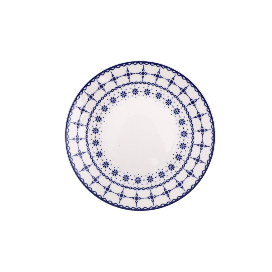 Juego de vajilla de 24 piezas, porcelana blanca/azul