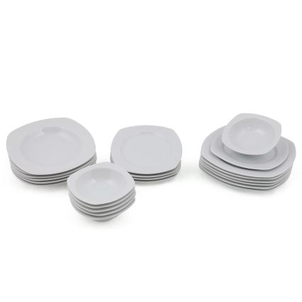 Juego de vajilla de 24 piezas, porcelana blanca